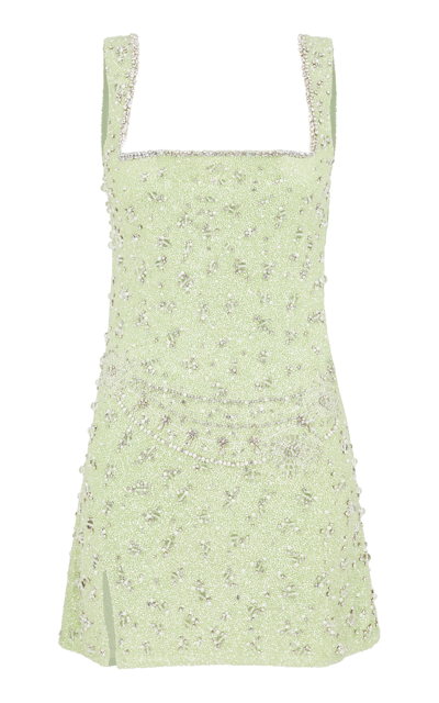 Clio Peppiatt Wren Embellished Mini Dress In Green