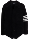 Thom Browne Navy Dyed Shearling 4-bar Jacket In Blue