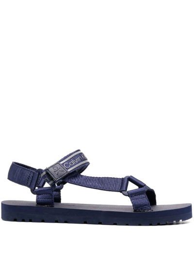 Calvin Klein Logo Open-toe Sandals In Blau