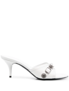 Balenciaga Cagole Lambskin Buckle Slide Sandals In White