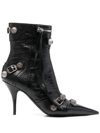 Balenciaga Cagole 50 Ankle Boots In Lamb Leather In Schwarz