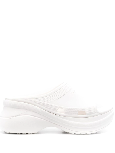 Balenciaga X Crocs Logo-embossed Platform Slides In White