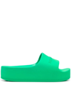 Balenciaga Logo Rubber Slides In Grün