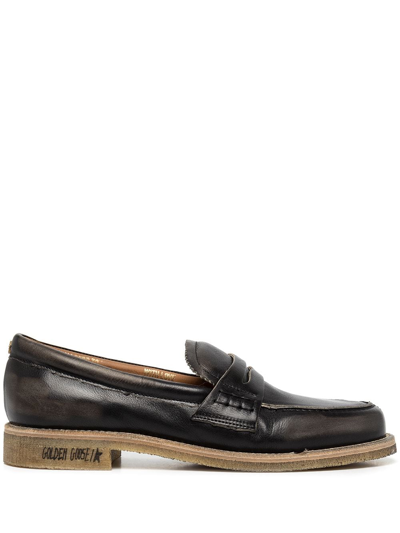Golden Goose Leather Moccasin Loafers In Schwarz