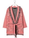 Alanui Kids Pink Bandana Jacquard Icon Cardigan In Pink