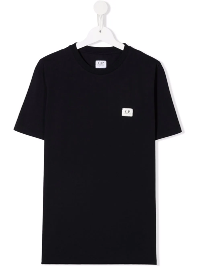 C.p. Company Teen Logo Crew-neck T-shirt In Black