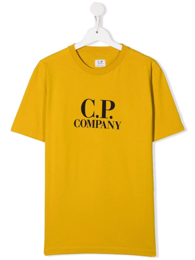 C.p. Company Kids' Logo Crew-neck T-shirt In Yellow