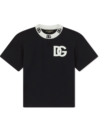 Dolce & Gabbana Kids' Logo-print Cotton T-shirt In Green