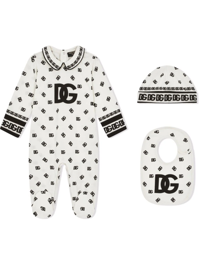 Dolce & Gabbana Babies' 3-piece Jersey Gift Set With Dg Logo Print In Multicolor