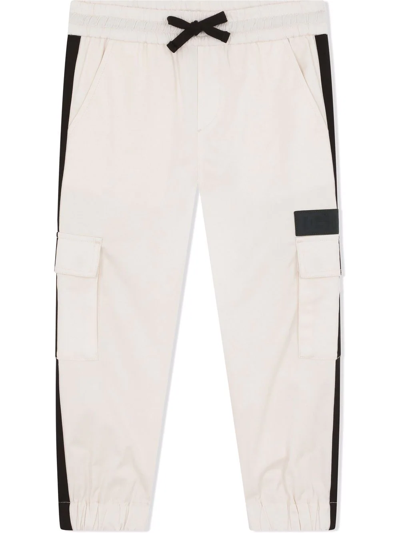 Dolce & Gabbana Kids' Colour-block Cargo Track Trousers In White