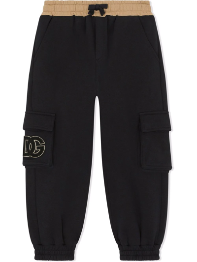 Dolce & Gabbana Kids' Cotton Cargo Track Trousers In Blue