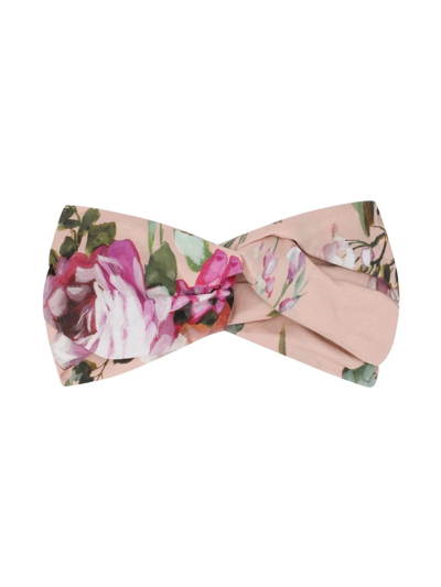 Dolce & Gabbana Kids' Floral-print Knot Headband In Blush
