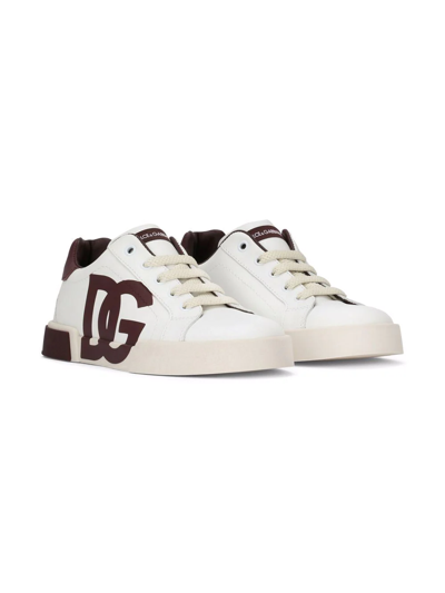 Dolce & Gabbana Kids' Portofino Light Sneakers With Dg Logo Print In Multicolor