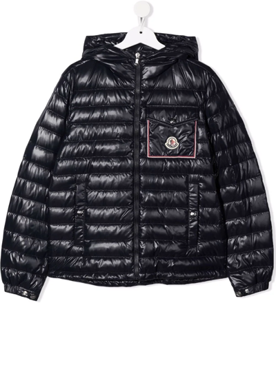 Moncler Teen Zipped Padded Jacket In Blue