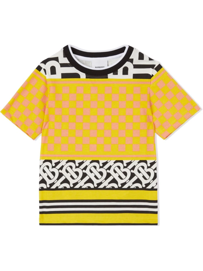 Burberry Kids' Logo Printed Cotton Jersey T-shirt In Acid Yellow
