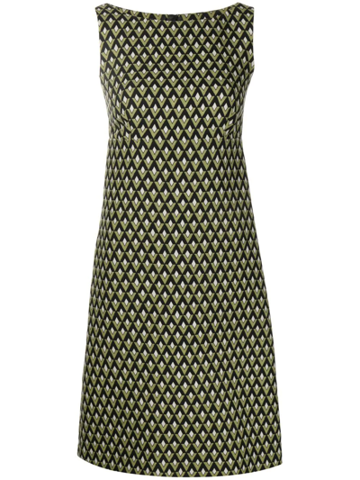 Pre-owned Prada 2010s Geometric Print Sleeveless Dress In Green