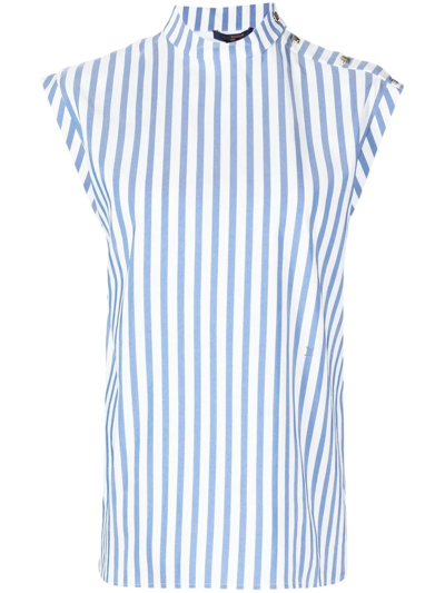Pre-owned Louis Vuitton  Striped Sleeveless Blouse In Blue