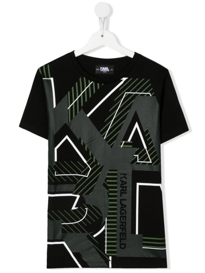 Karl Lagerfeld Teen Logo-print Short-sleeved T-shirt In Black
