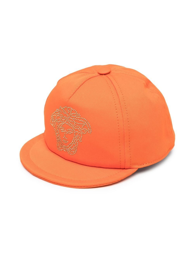 Versace Kids' Medusa Stud-embellished Cap In Orange