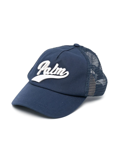 Palm Angels Kids' Logo-embroidered Cap In Blue