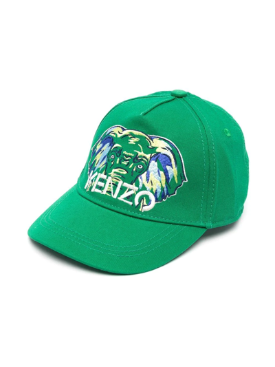 Kenzo Kids' Boy's Elephant Logo Embroidered Baseball Cap In Green