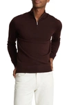 Reiss Blackhall Wool Funnel Neck Half Zip Sweater In Bordeaux
