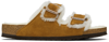 Birkenstock Faux Fur Lined Classic Sandals With Adjustable Buckles And Comfortable Footbed In Mink