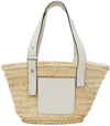 Loewe Medium Leather-trimmed Basket Tote In 2163 Natural/white