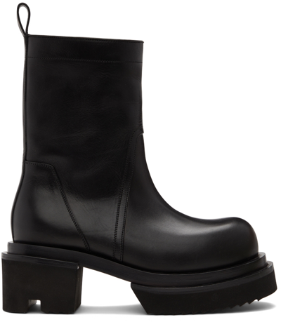 Rick Owens Bogun Platform Leather Boots In Black