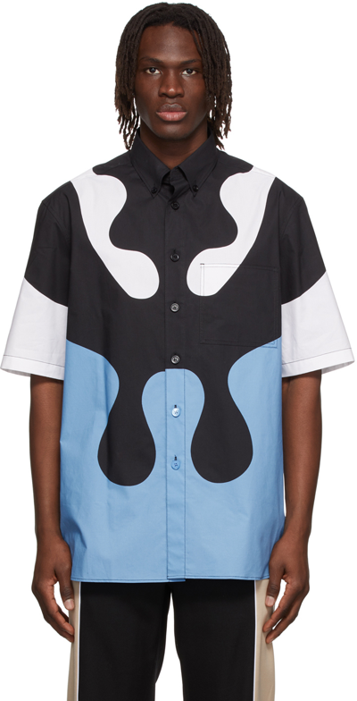 Burberry Abstract-print Button-down Cotton Shirt In Blue