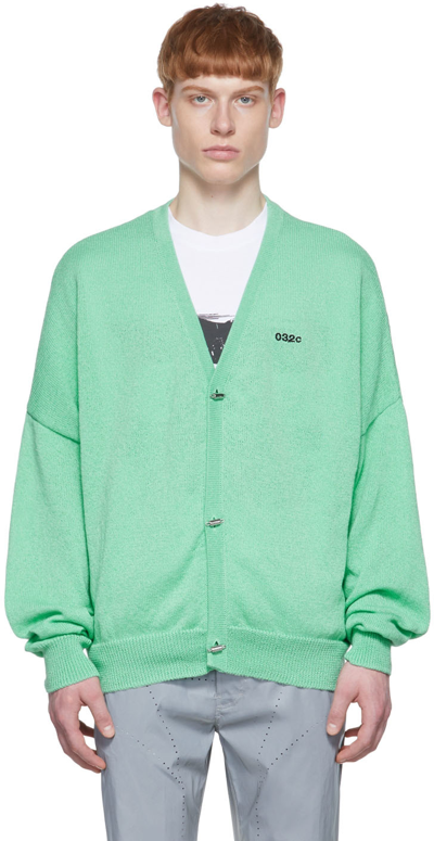 032c Logo-print Drop-shoulder Cardigan In Mint