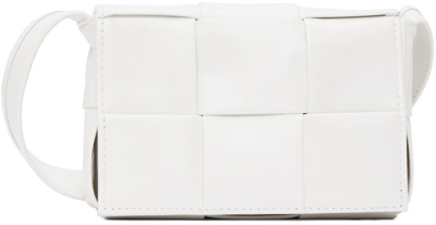 Bottega Veneta Cassette Mini Intrecciato Leather Cross-body Bag In White Silver