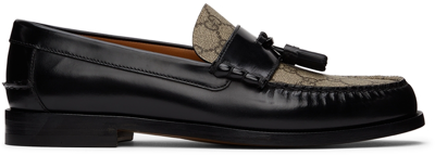 Gucci Kaveh Monogrammed Canvas And Leather Tasselled Loafers In Black