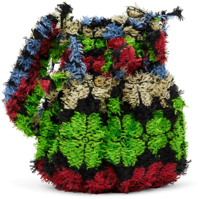 Chopova Lowena Multicolor Fluffy Tie Tote In Black Multi