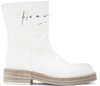 ANN DEMEULEMEESTER WHITE CANVAS BILLIE BOOTS