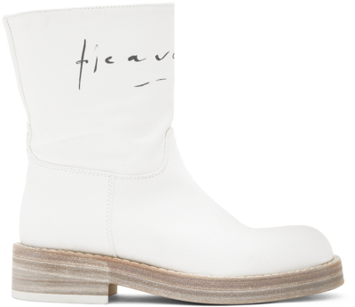 Ann Demeulemeester White Canvas Billie Boots In 001 White