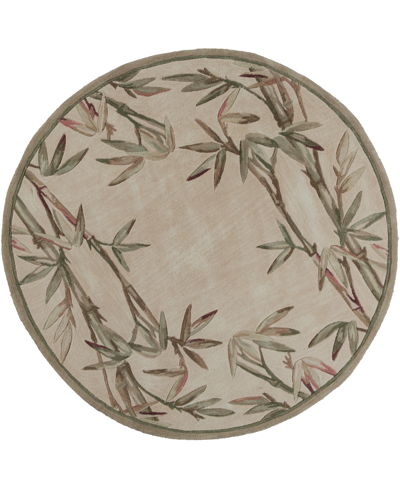 Kas Sparta Bamboo Border 5'6" Round Area Rug In Ivory