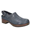 Bella Vita Starlee Womens Leather Ankle Strap Clogs In Navy Tooled Leather