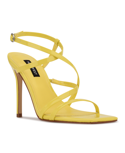 Nine West Tilas Womens Faux Leather Sandals Pumps In Yellow