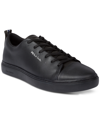 Paul Smith Black Leather Embroidered Stripes Rex Trainers In 79 Black