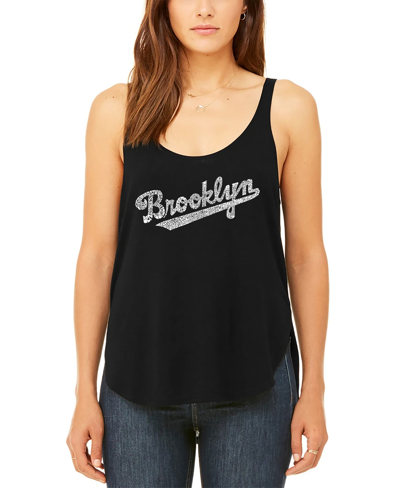 La Pop Art Women's Premium Word Art Flowy Brooklyn Neighborhoods Tank Top In Black