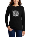 La Pop Art Women's Long Sleeve Word Art Siamese Cat T-shirt In Black