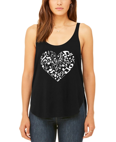 La Pop Art Women's Premium Word Art Flowy Heart Notes Tank Top In Black