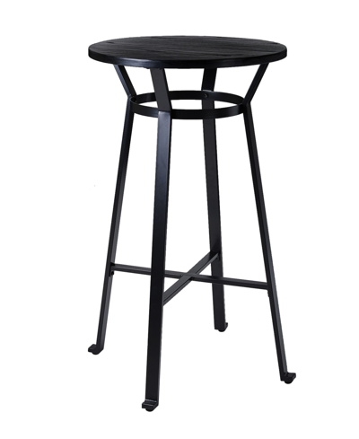 Glitzhome 41.25" H Steel Bar Table With Solid Elm Wood Top In Black