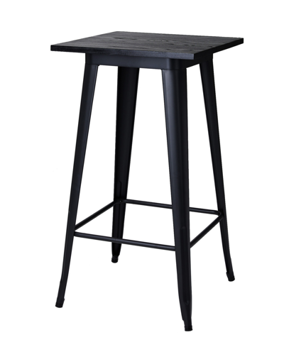 Glitzhome 41.25" H Steel Bar Table With Solid Elm Wood Top In Black
