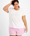Id Ideology Plus Size Birdseye Mesh T-shirt, Created For Macy's In Bright White