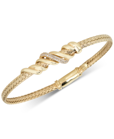 Macy's Diamond Twist Bangle Bracelet (1/8 Ct. T.w.) In 14k Gold-plated Sterling Silver