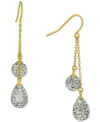 Giani Bernini Crystal Double Chain Drop Earrings, Created For Macy's In Gold Over Silver