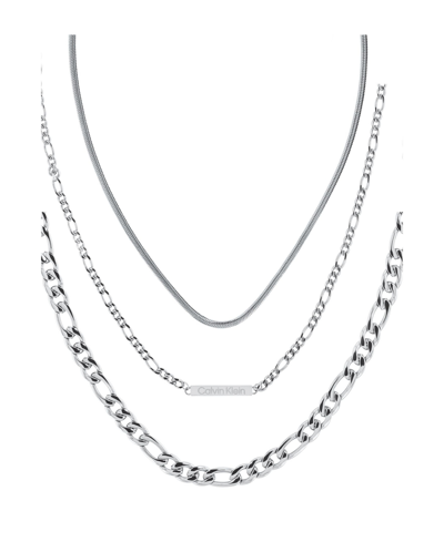 Calvin Klein Women's Stainless Steel Necklace Set In Silver-tone