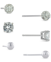 Giani Bernini 3-pc. Set Cubic Zirconia, Crystal, & Polished Stud Earrings In Sterling Silver, Created For Macy's In Sterling Silver